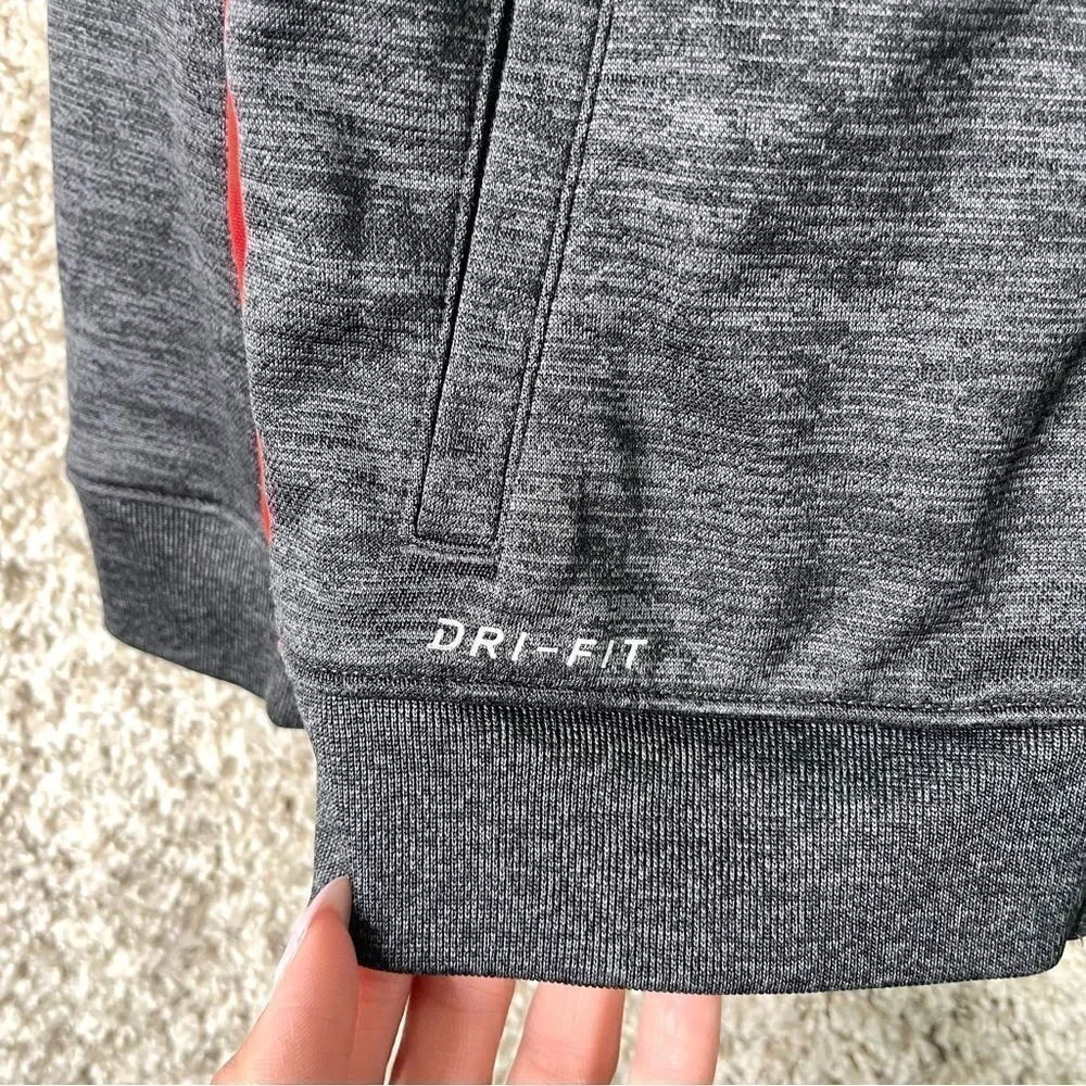 Nike Jacket Boys 7/Large Dri-Fit Dark Gray and Red Zip Up Training‎ Hooded